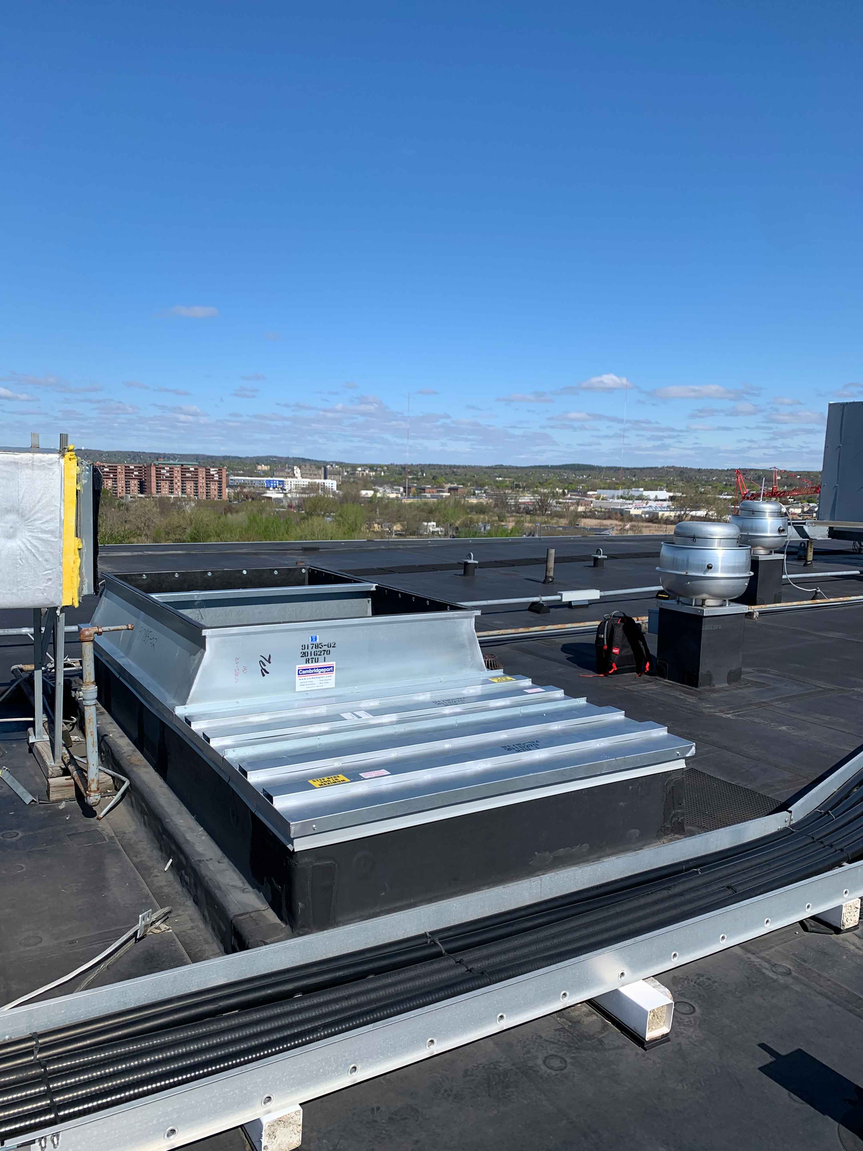 Rooftop HVAC Unit Installed on a Curb Adapter