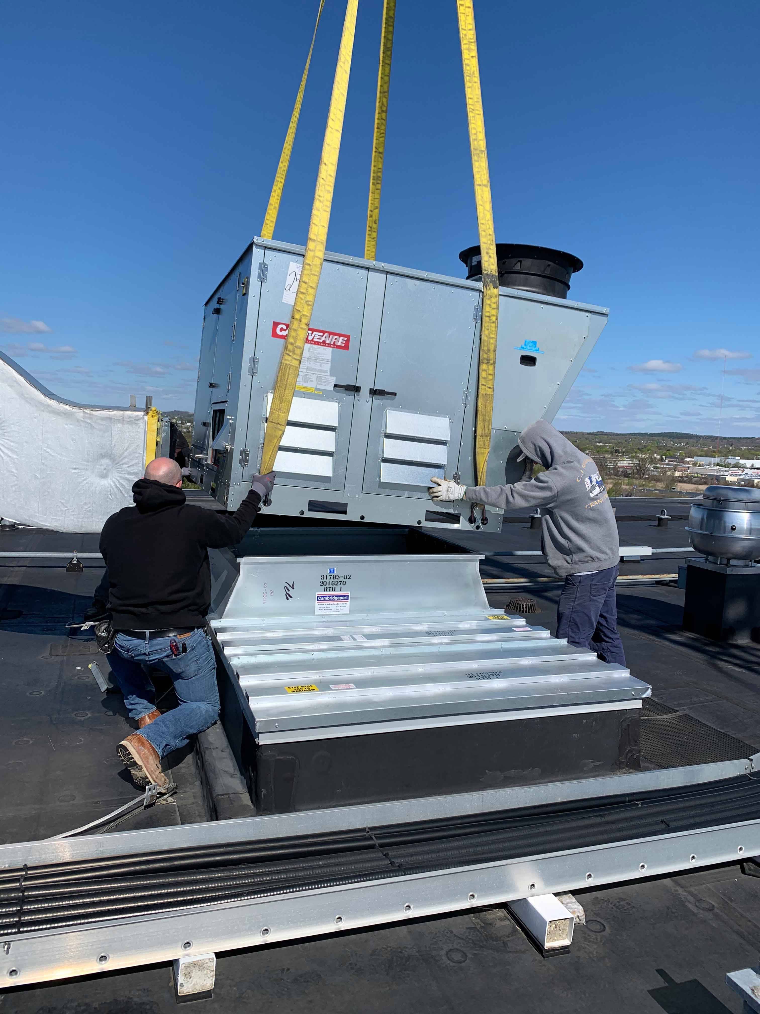 Rooftop HVAC Unit Installed on a Curb Adapter